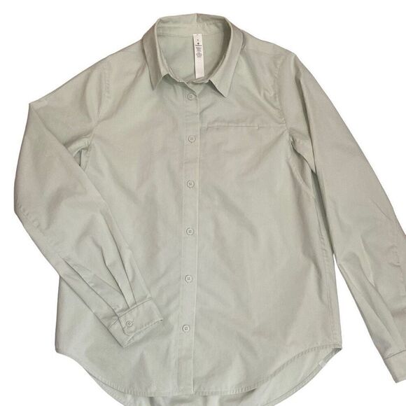 Lululemon Full Day Ahead Long Sleeve Light Green Button Front Shirt Women Size 4 - Picture 4 of 13